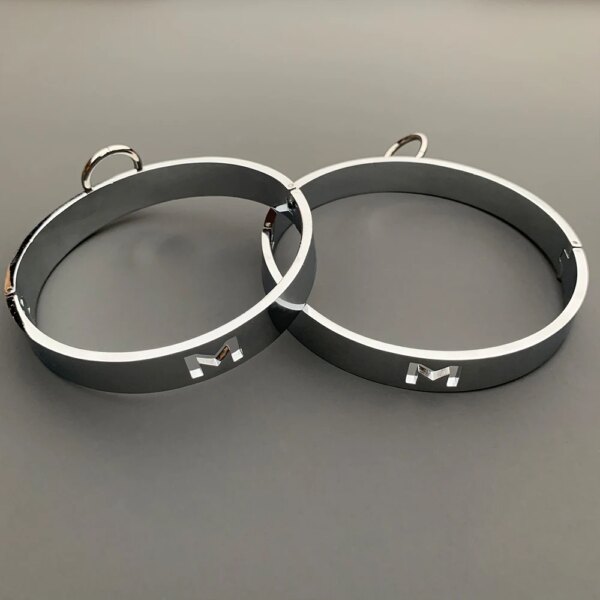 2023 Heavy BDSM Female Male Handcuff Metal Ankle Cuffs Wrist Cuff For Couple Collar Bdsm Bondage Restraints Adult Games Sex Toys