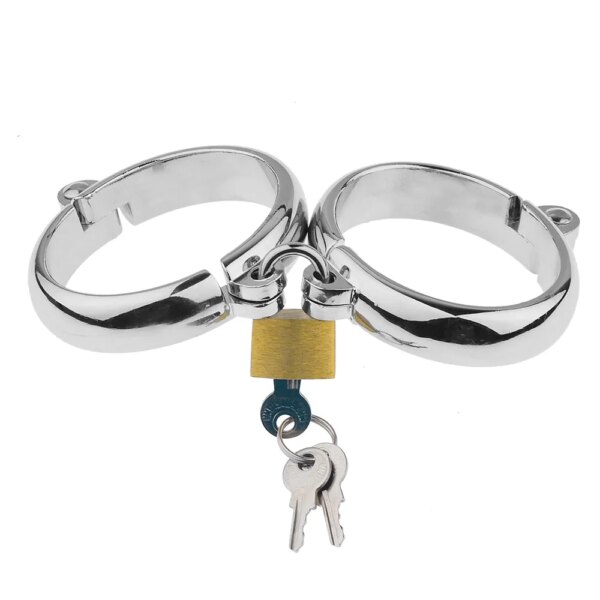 Metal Handcuffs for Female Male Stainless Steel Wrist Ankle Cuff Bondage Bracelet Restraints BDSM Adult Sex Toys SM Fetish Set