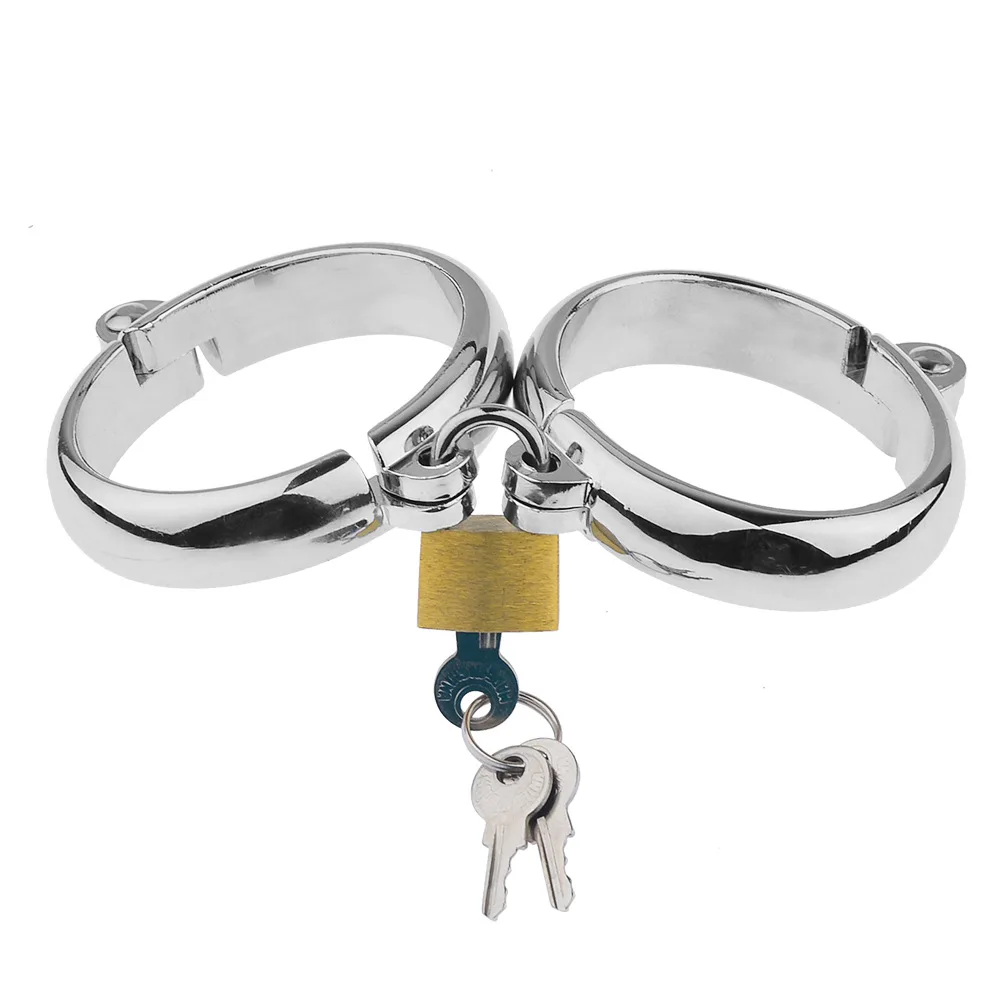 Metal Handcuffs for Female Male Stainless Steel Wrist Ankle Cuff Bondage Bracelet Restraints BDSM Adult Sex Toys SM Fetish Set