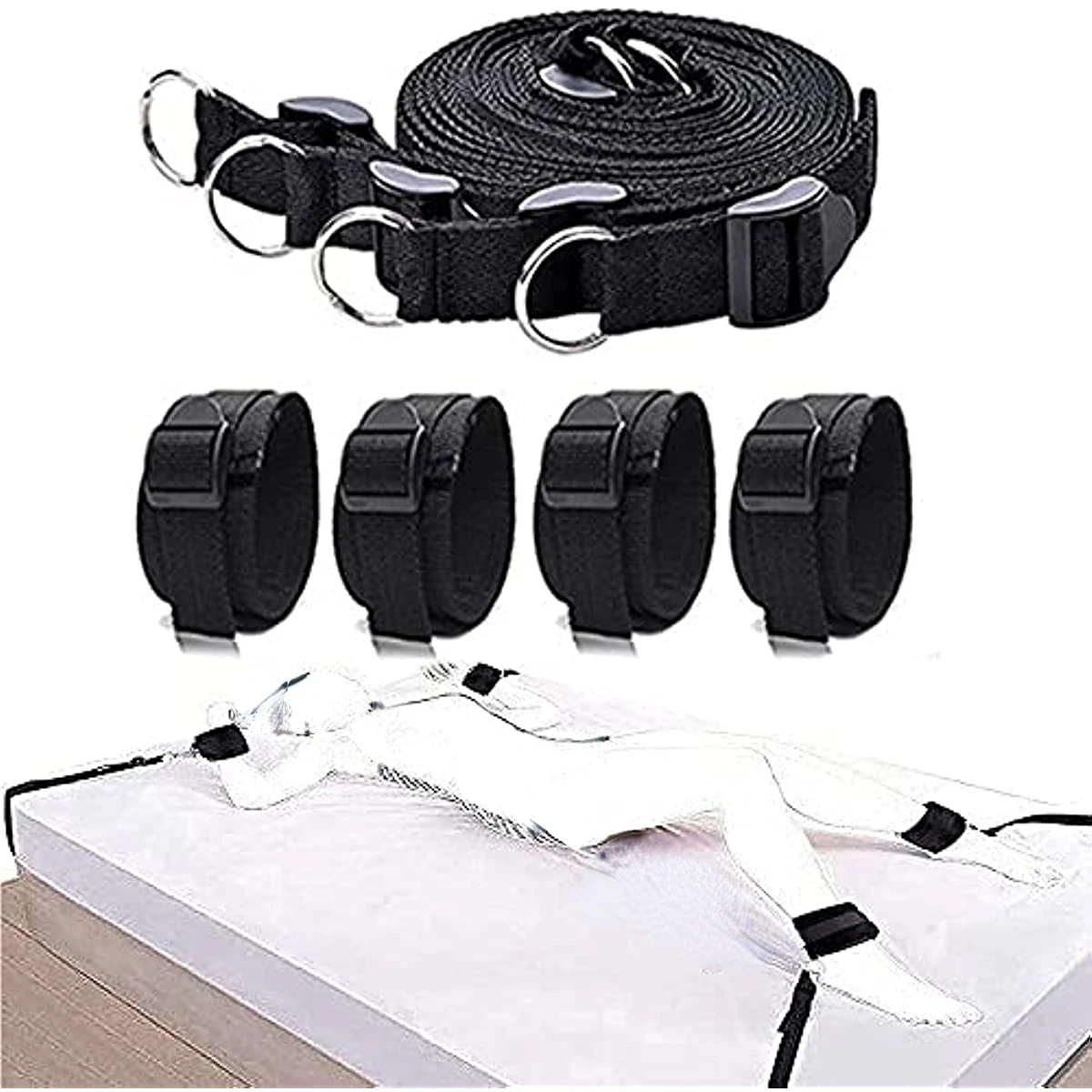 Sex Bandage Soft Nylon Bed Belt Set BDSM Adjustable Wrist Erotico Adult Bed Game Cuff Band Suitable for Wrists and Ankle Fetish