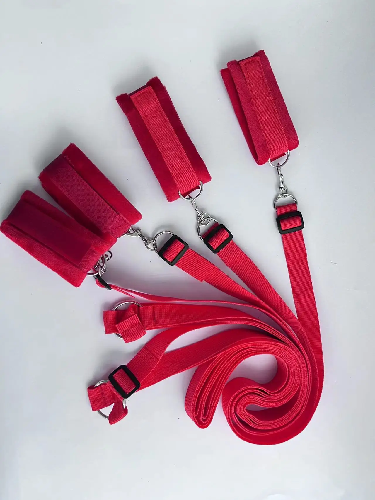 Sex Bandage Soft Nylon Bed Belt Set BDSM Adjustable Wrist Erotico Adult Bed Game Cuff Band Suitable for Wrists and Ankle Fetish