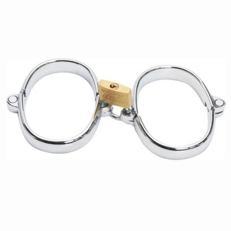 Stainless Steel Restraint Handcuff Shackle Ankle Wrist Cuffs Padlock BDSM Slave Restraint Fantasy Sexy Game Sex Toys for Couples