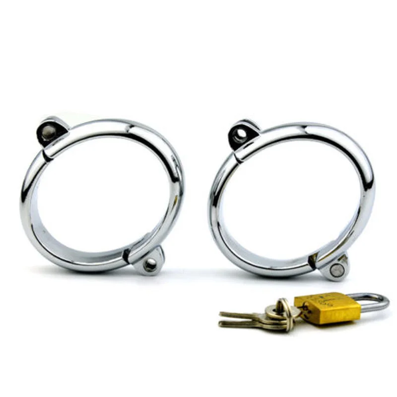 Stainless Steel Restraint Handcuff Shackle Ankle Wrist Cuffs Padlock BDSM Slave Restraint Fantasy Sexy Game Sex Toys for Couples
