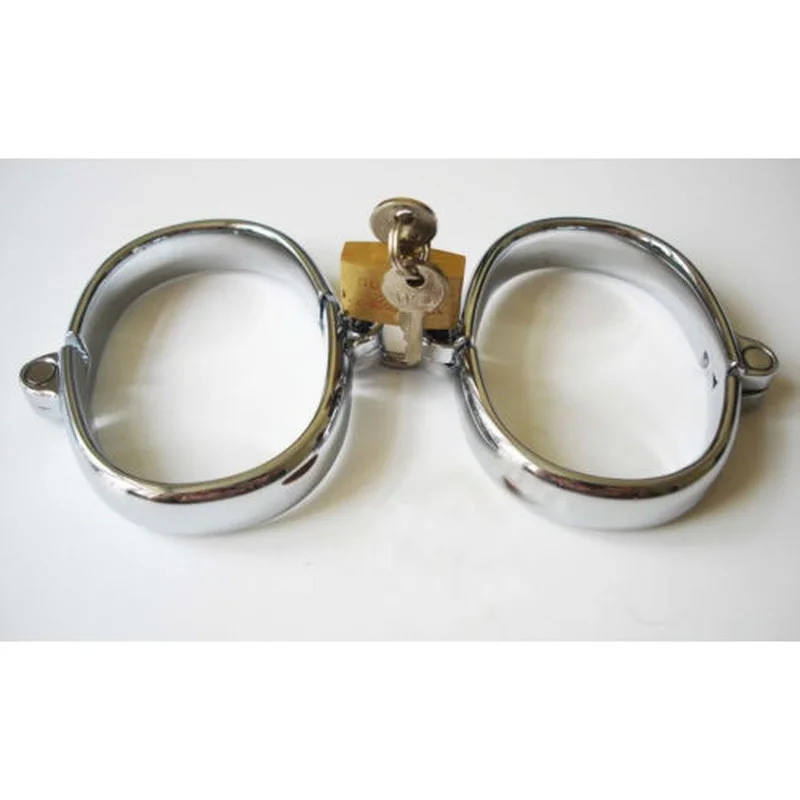 Stainless Steel Restraint Handcuff Shackle Ankle Wrist Cuffs Padlock BDSM Slave Restraint Fantasy Sexy Game Sex Toys for Couples
