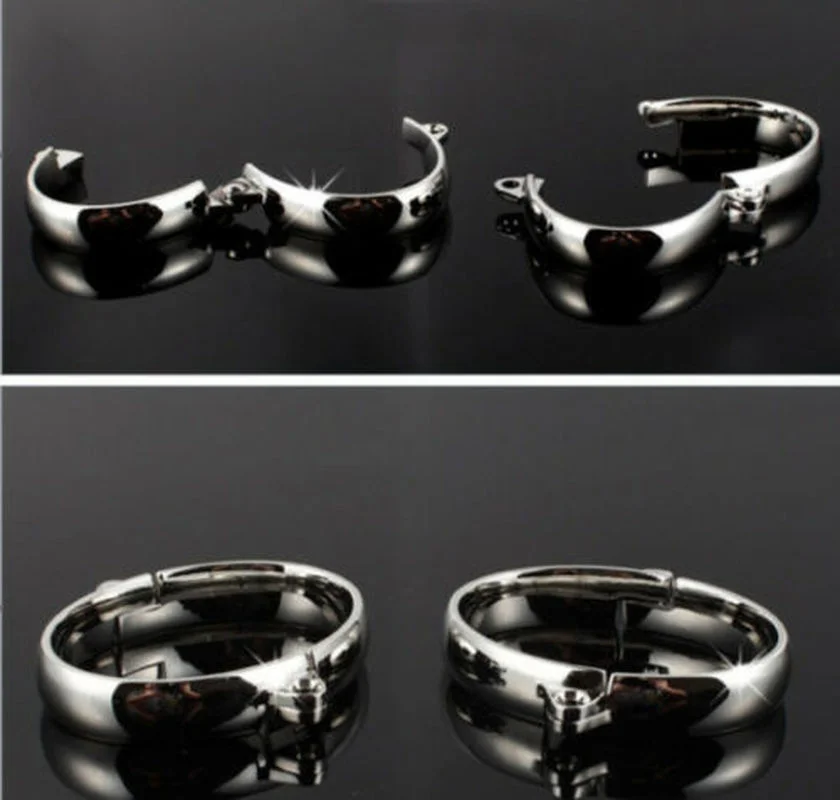 Stainless Steel Restraint Handcuff Shackle Ankle Wrist Cuffs Padlock BDSM Slave Restraint Fantasy Sexy Game Sex Toys for Couples