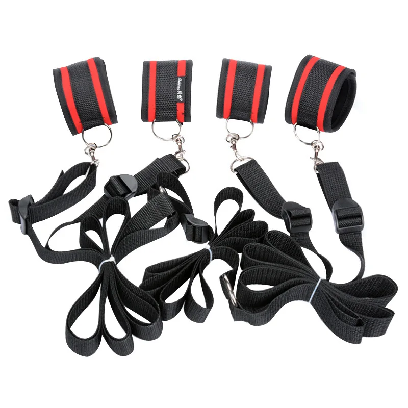 Indoor Bedroom Play Relax Bed Straps with Soft Adjustable Cuffs for Hand Wrist Ankle Blind Restraints Bdsm Fetish Harness Sex