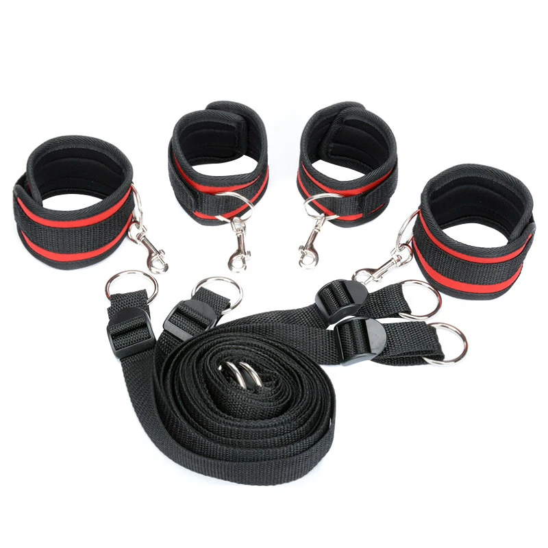 Indoor Bedroom Play Relax Bed Straps with Soft Adjustable Cuffs for Hand Wrist Ankle Blind Restraints Bdsm Fetish Harness Sex