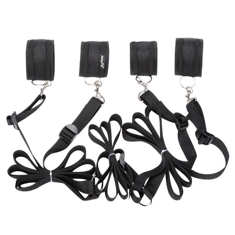 Indoor Bedroom Play Relax Bed Straps with Soft Adjustable Cuffs for Hand Wrist Ankle Blind Restraints Bdsm Fetish Harness Sex
