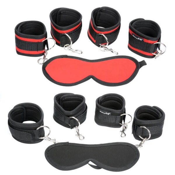 Indoor Bedroom Play Relax Bed Straps with Soft Adjustable Cuffs for Hand Wrist Ankle Blind Restraints Bdsm Fetish Harness Sex