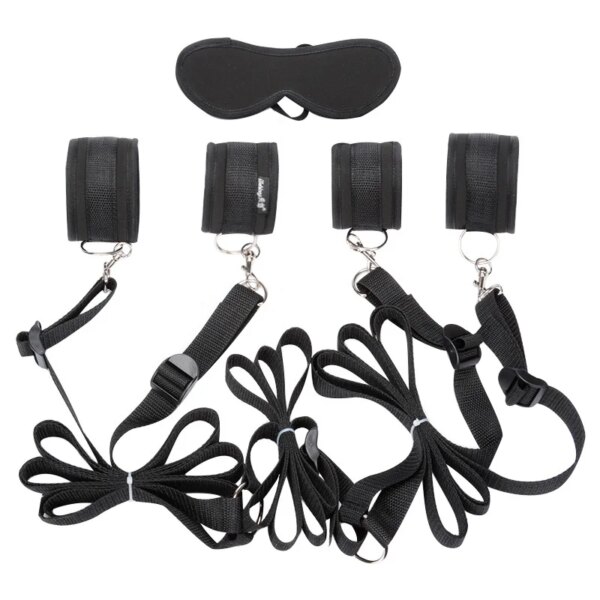 Indoor Bedroom Play Relax Bed Straps with Soft Adjustable Cuffs for Hand Wrist Ankle Blind Restraints Bdsm Fetish Harness Sex