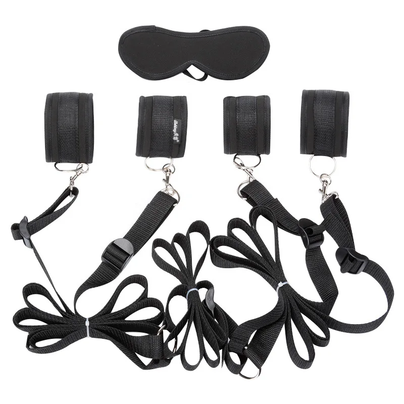 Indoor Bedroom Play Relax Bed Straps with Soft Adjustable Cuffs for Hand Wrist Ankle Blind Restraints Bdsm Fetish Harness Sex
