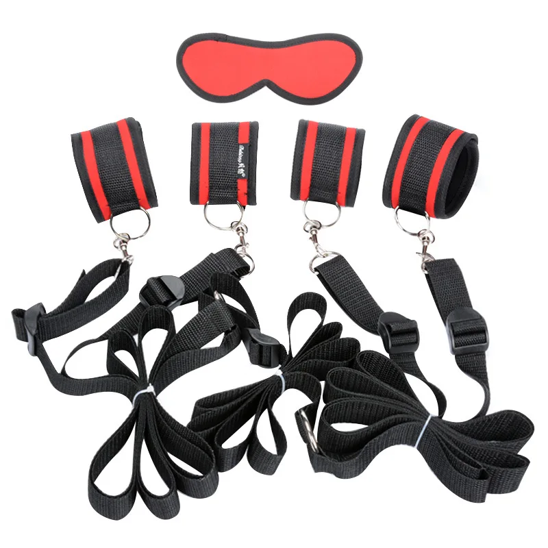 Indoor Bedroom Play Relax Bed Straps with Soft Adjustable Cuffs for Hand Wrist Ankle Blind Restraints Bdsm Fetish Harness Sex