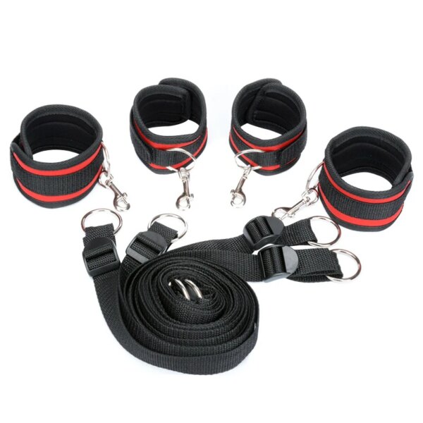 Indoor Bedroom Play Relax Bed Straps with Soft Adjustable Cuffs for Hand Wrist Ankle Blind Restraints Bdsm Fetish Harness Sex