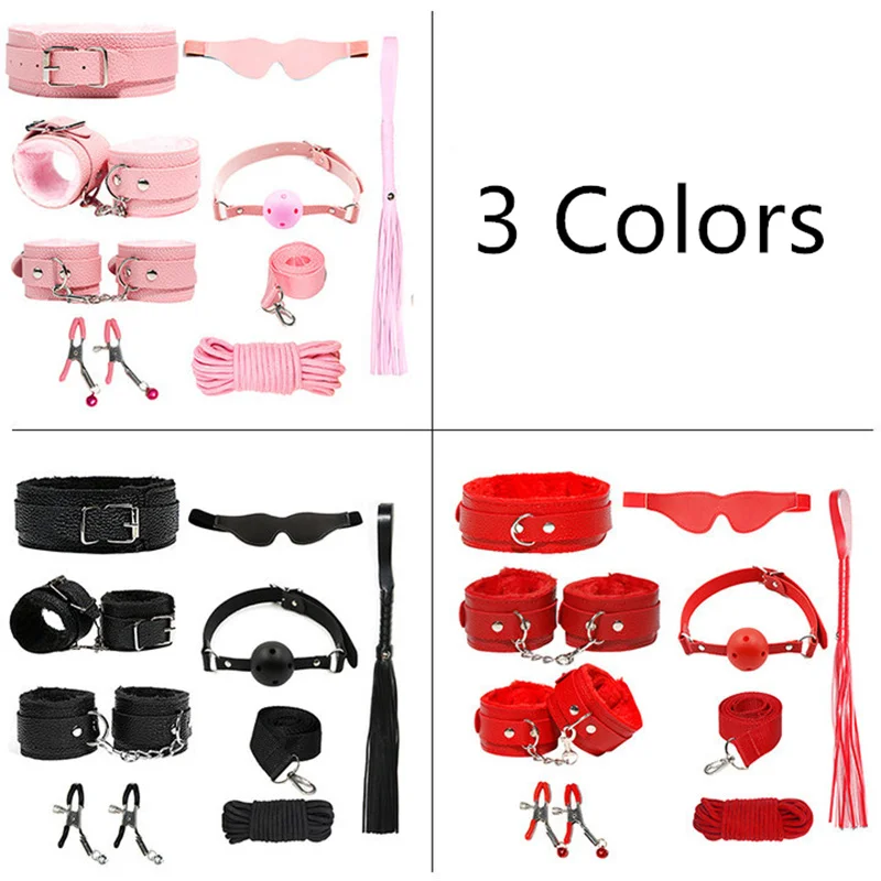 Bondage Dog Slave PU Leather Whip Plush Collar Wrist Ankle Cuffs Mouth Plug Eye Mask Nipples Clips Flogger Sex Toys For Women Bondage Dog Slave PU Leather Whip Plush Collar Wrist Ankle Cuffs Mouth Plug Eye Mask Nipples Clips Flogger Sex Toys For Women