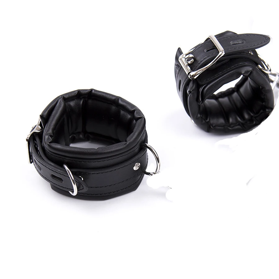 Leather Handcuffs For Sex,Soft Padded Wrist Ankle Cuffs,BDSM Bondage Set,Toys For Adults,Erotic Toys