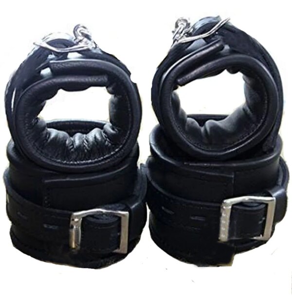 Leather Handcuffs For Sex,Soft Padded Wrist Ankle Cuffs,BDSM Bondage Set,Toys For Adults,Erotic Toys