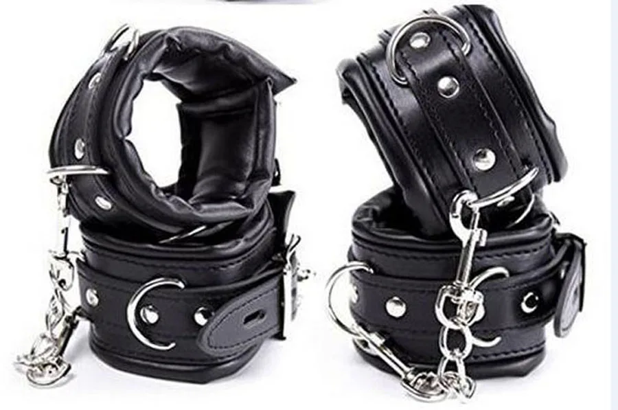 Leather Handcuffs For Sex,Soft Padded Wrist Ankle Cuffs,BDSM Bondage Set,Toys For Adults,Erotic Toys