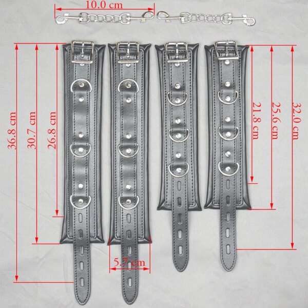 Leather Handcuffs For Sex,Soft Padded Wrist Ankle Cuffs,BDSM Bondage Set,Toys For Adults,Erotic Toys