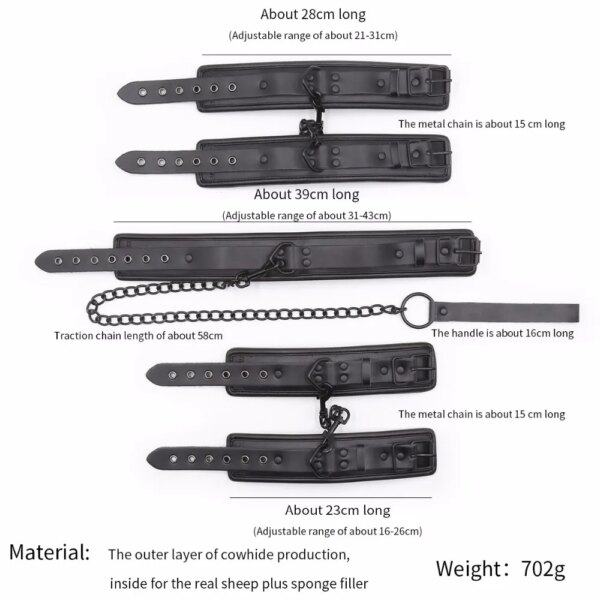 soft Genuine Leather Bondage Optional Handcuffs Collar Wrist Ankle Cuffs for Fetish erotic Adult Games Couple Sex Toys