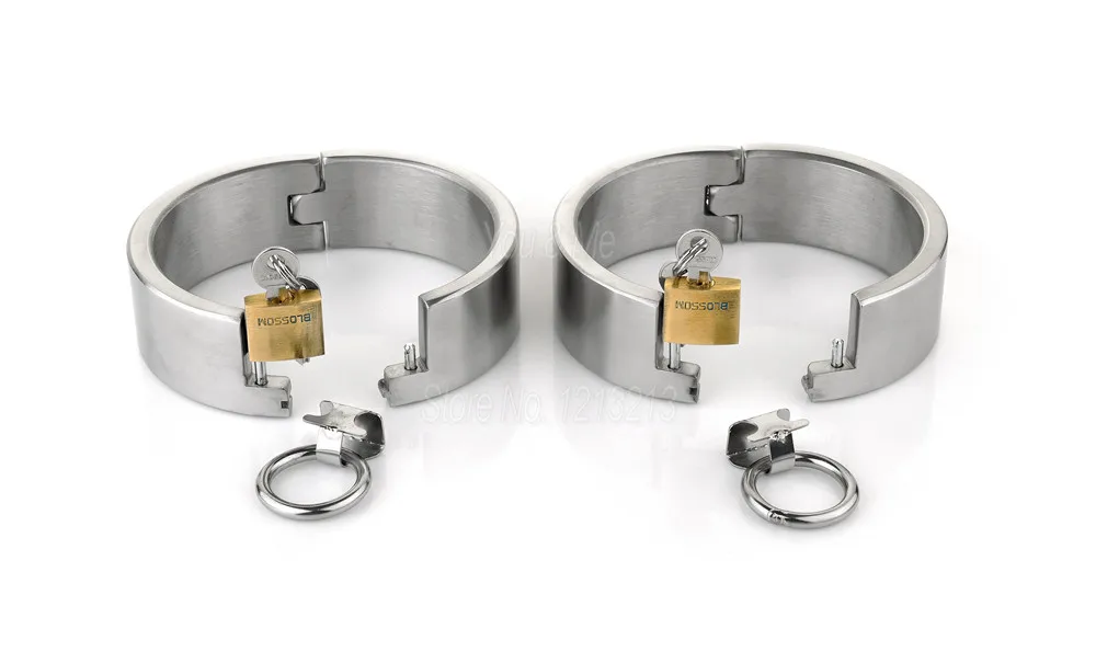 Stainless Steel Lockable Slave Neck Collar Handcuff Wrist Ankle Cuffs Bdsm Fetish Bondage Restraint Adult Sex Toys For Couples
