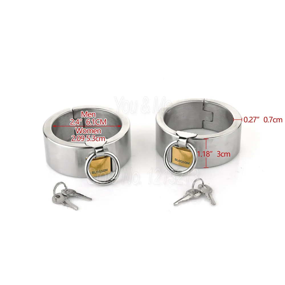 Stainless Steel Lockable Slave Neck Collar Handcuff Wrist Ankle Cuffs Bdsm Fetish Bondage Restraint Adult Sex Toys For Couples