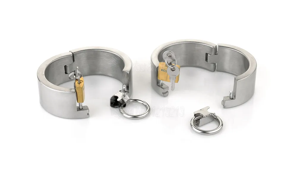 Stainless Steel Lockable Slave Neck Collar Handcuff Wrist Ankle Cuffs Bdsm Fetish Bondage Restraint Adult Sex Toys For Couples