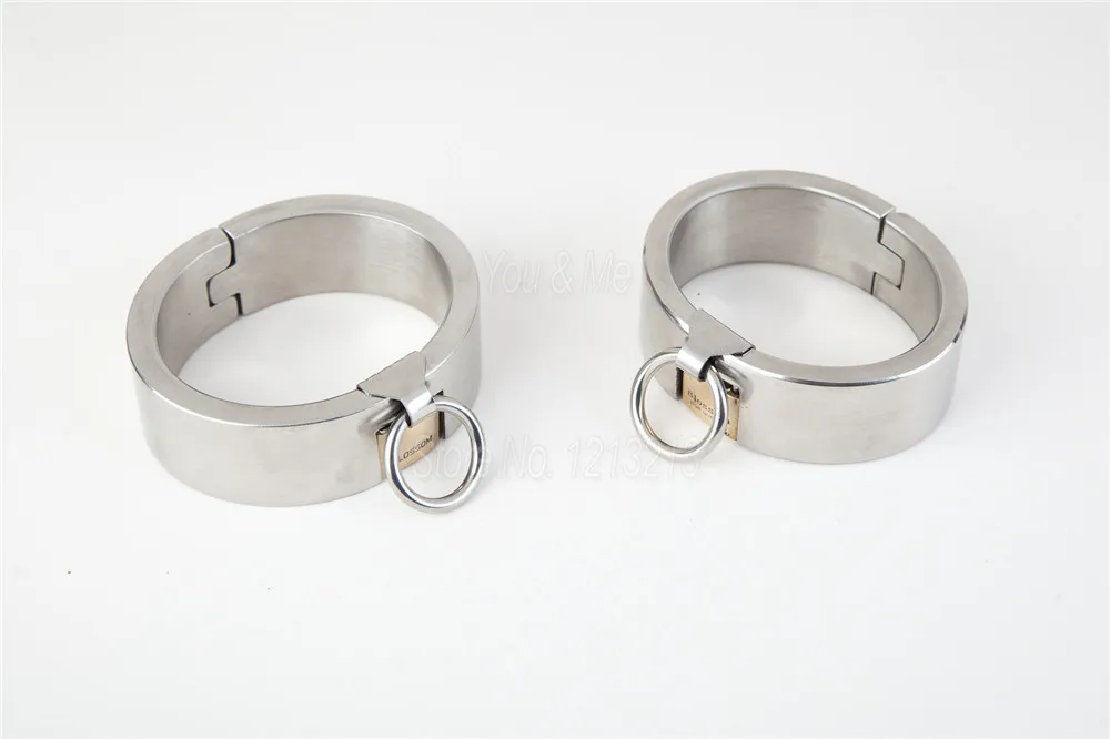 Stainless Steel Lockable Slave Neck Collar Handcuff Wrist Ankle Cuffs Bdsm Fetish Bondage Restraint Adult Sex Toys For Couples