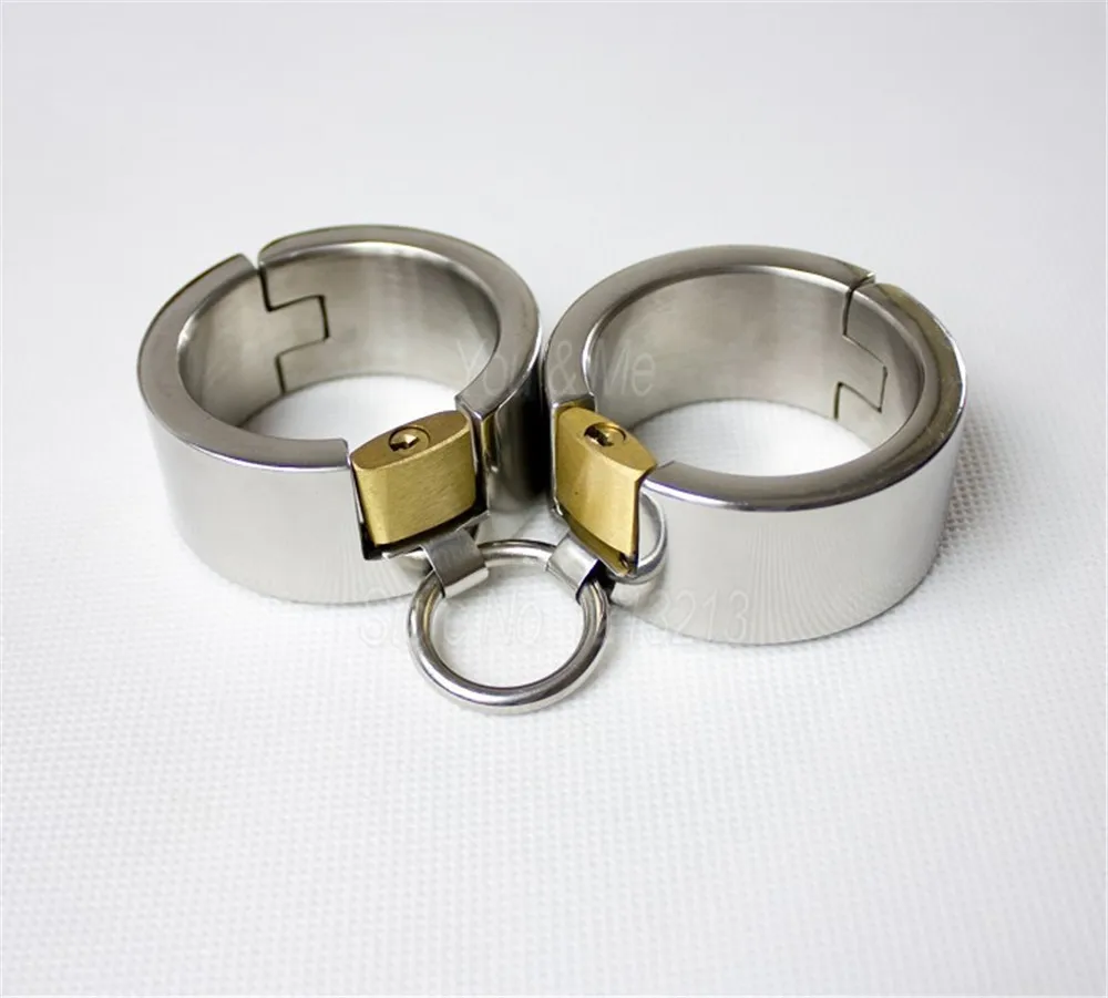 Stainless Steel Lockable Slave Neck Collar Handcuff Wrist Ankle Cuffs Bdsm Fetish Bondage Restraint Adult Sex Toys For Couples