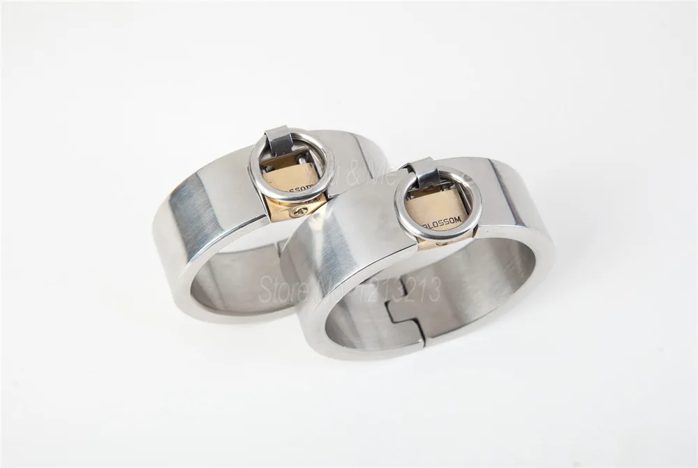 Stainless Steel Lockable Slave Neck Collar Handcuff Wrist Ankle Cuffs Bdsm Fetish Bondage Restraint Adult Sex Toys For Couples