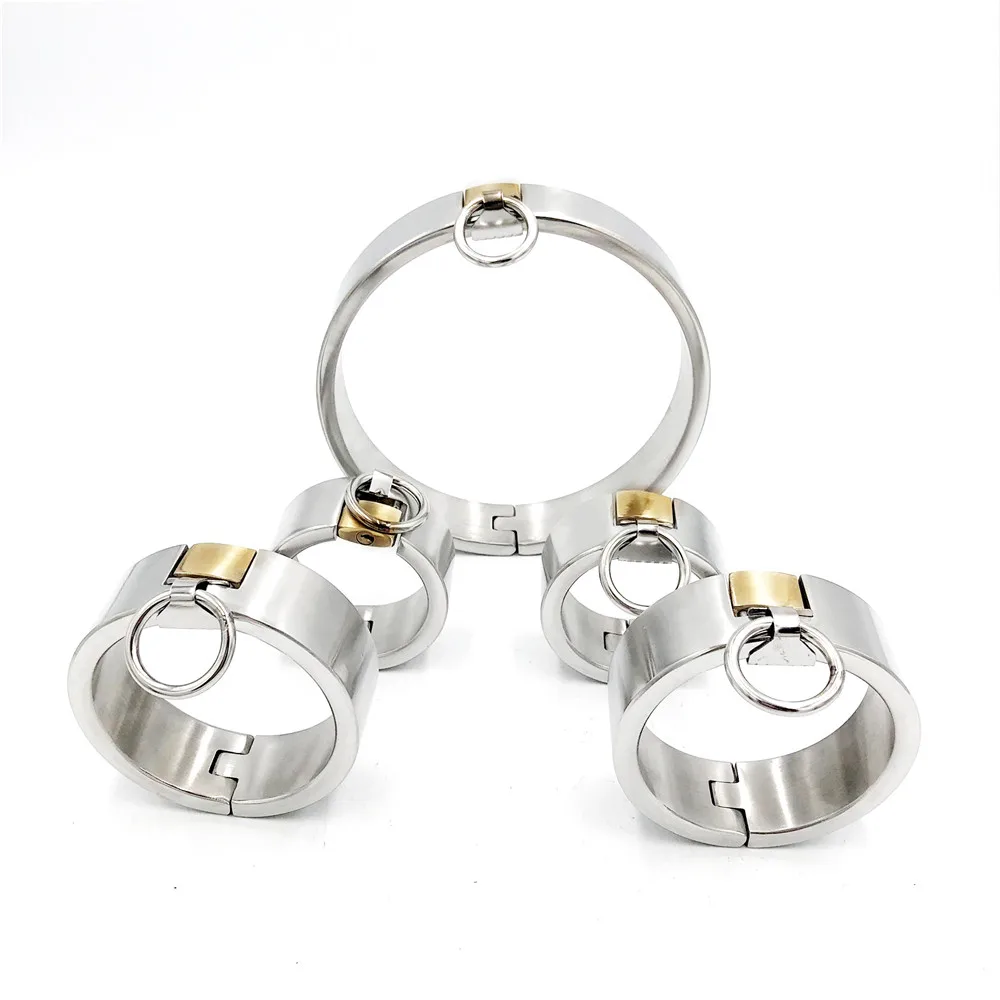 Stainless Steel Slave Restraint Neck Collar Handcuffs Wrist Ankle Cuffs Fetish Bdsm Bondage Gear Adult Game Sex Toys For Couples Stainless Steel Slave Restraint Neck Collar Handcuffs Wrist Ankle Cuffs Fetish Bdsm Bondage Gear Adult Game Sex Toys For Couples