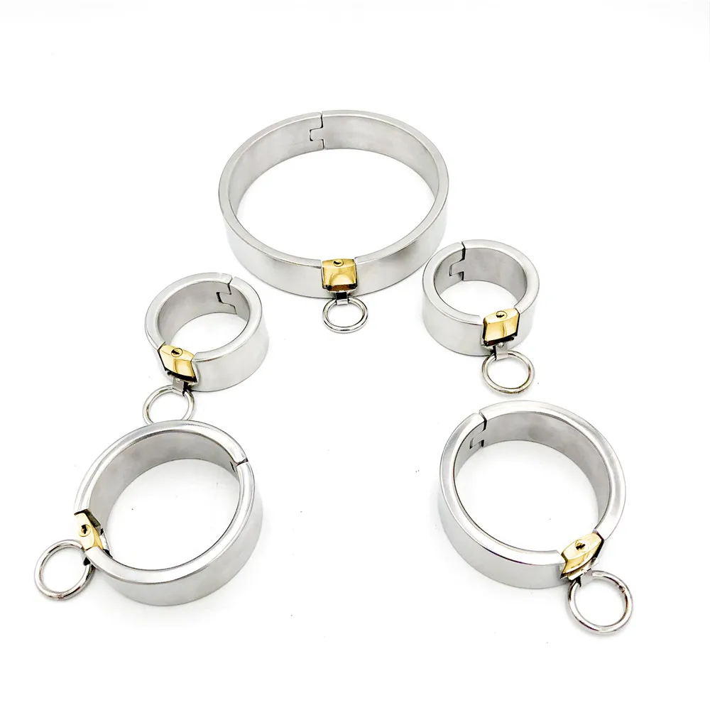Stainless Steel Slave Restraint Neck Collar Handcuffs Wrist Ankle Cuffs Fetish Bdsm Bondage Gear Adult Game Sex Toys For Couples Stainless Steel Slave Restraint Neck Collar Handcuffs Wrist Ankle Cuffs Fetish Bdsm Bondage Gear Adult Game Sex Toys For Couples