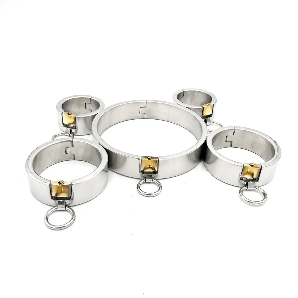 Stainless Steel Slave Restraint Neck Collar Handcuffs Wrist Ankle Cuffs Fetish Bdsm Bondage Gear Adult Game Sex Toys For Couples Stainless Steel Slave Restraint Neck Collar Handcuffs Wrist Ankle Cuffs Fetish Bdsm Bondage Gear Adult Game Sex Toys For Couples