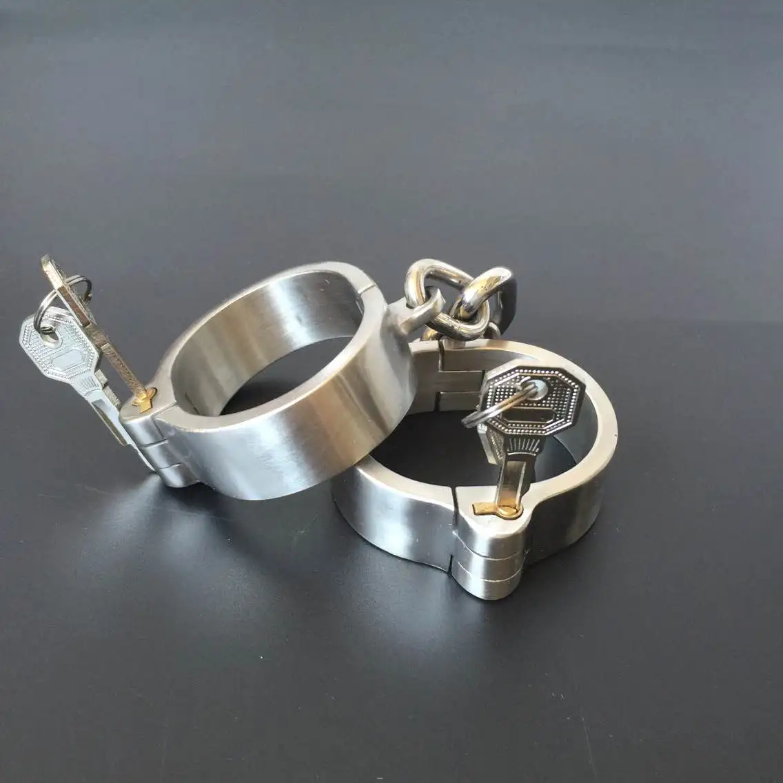 Stainless Steel Wrist Handcuff Ankle Cuffs Shackles Detachable chain Neck Collar SM Restraint Choker Stealth Lock Adult Sex Toys