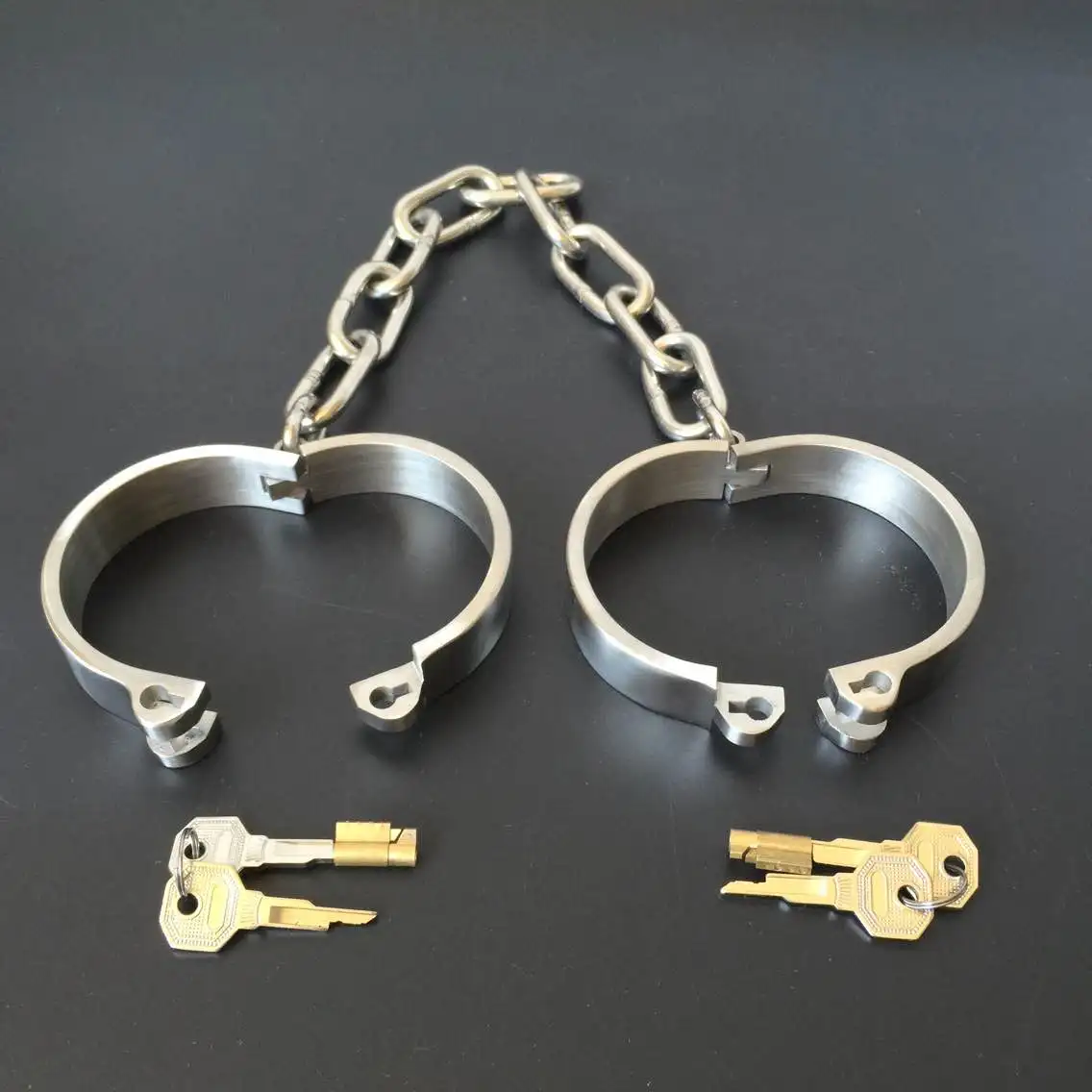 Stainless Steel Wrist Handcuff Ankle Cuffs Shackles Detachable chain Neck Collar SM Restraint Choker Stealth Lock Adult Sex Toys