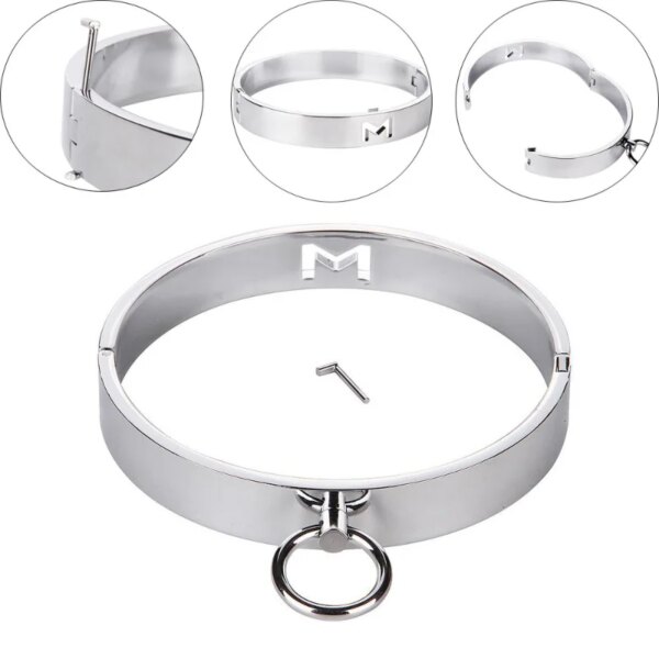 Metal Handcuffs Wrist Ankle Cuffs Locking Neck Collar Posturte Slave Bondage SM Spreader Bar Shackles Adult Sex Toys Men Women