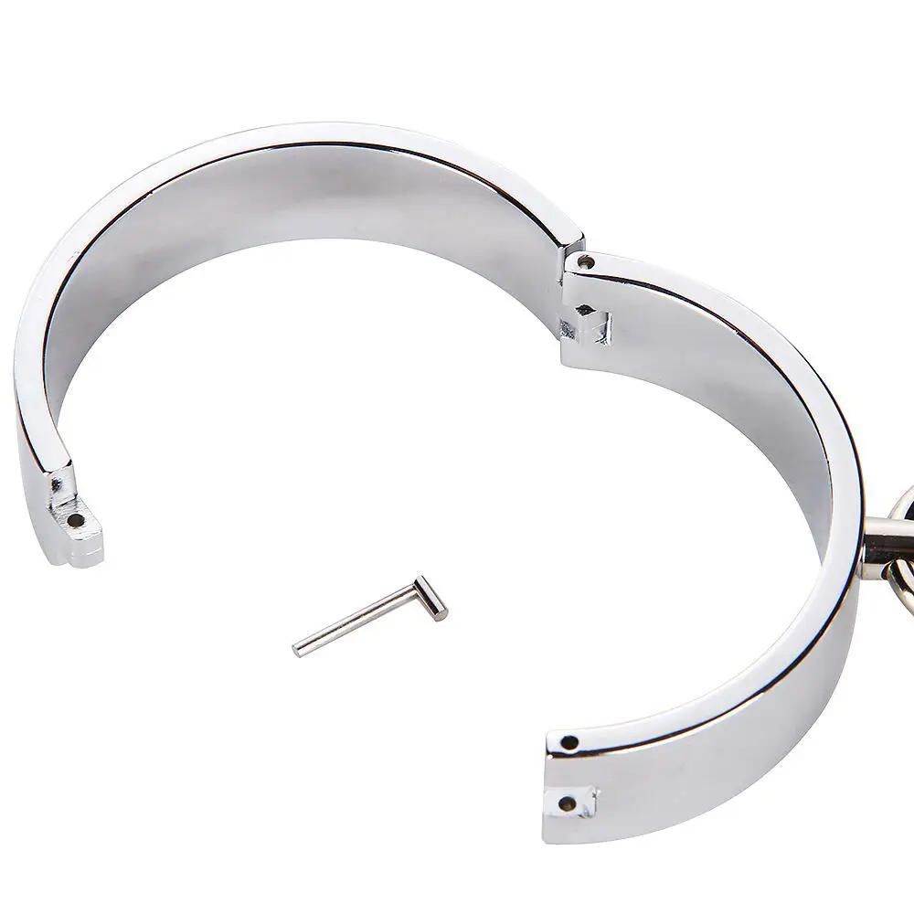 Metal Handcuffs Wrist Ankle Cuffs Locking Neck Collar Posturte Slave Bondage SM Spreader Bar Shackles Adult Sex Toys Men Women