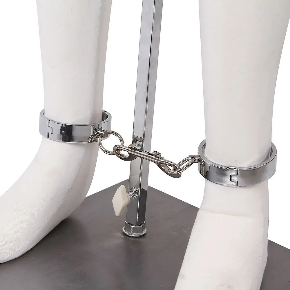 Metal Handcuffs Wrist Ankle Cuffs Locking Neck Collar Posturte Slave Bondage SM Spreader Bar Shackles Adult Sex Toys Men Women