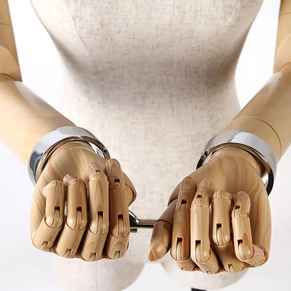 Metal Handcuffs Wrist Ankle Cuffs Locking Neck Collar Posturte Slave Bondage SM Spreader Bar Shackles Adult Sex Toys Men Women