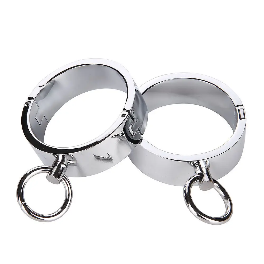 Metal Handcuffs Wrist Ankle Cuffs Locking Neck Collar Posturte Slave Bondage SM Spreader Bar Shackles Adult Sex Toys Men Women