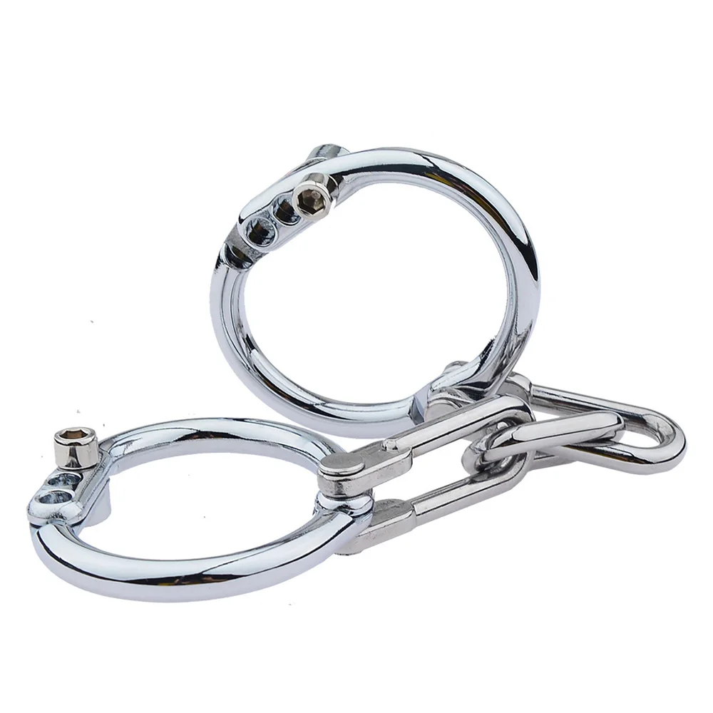 Metal Handcuffs Stainless Steel Wrist Cuff Ankle Cuffs Unisex Restraint Hand Feet Bondage Sex Toy Police Role Cosplay Tools