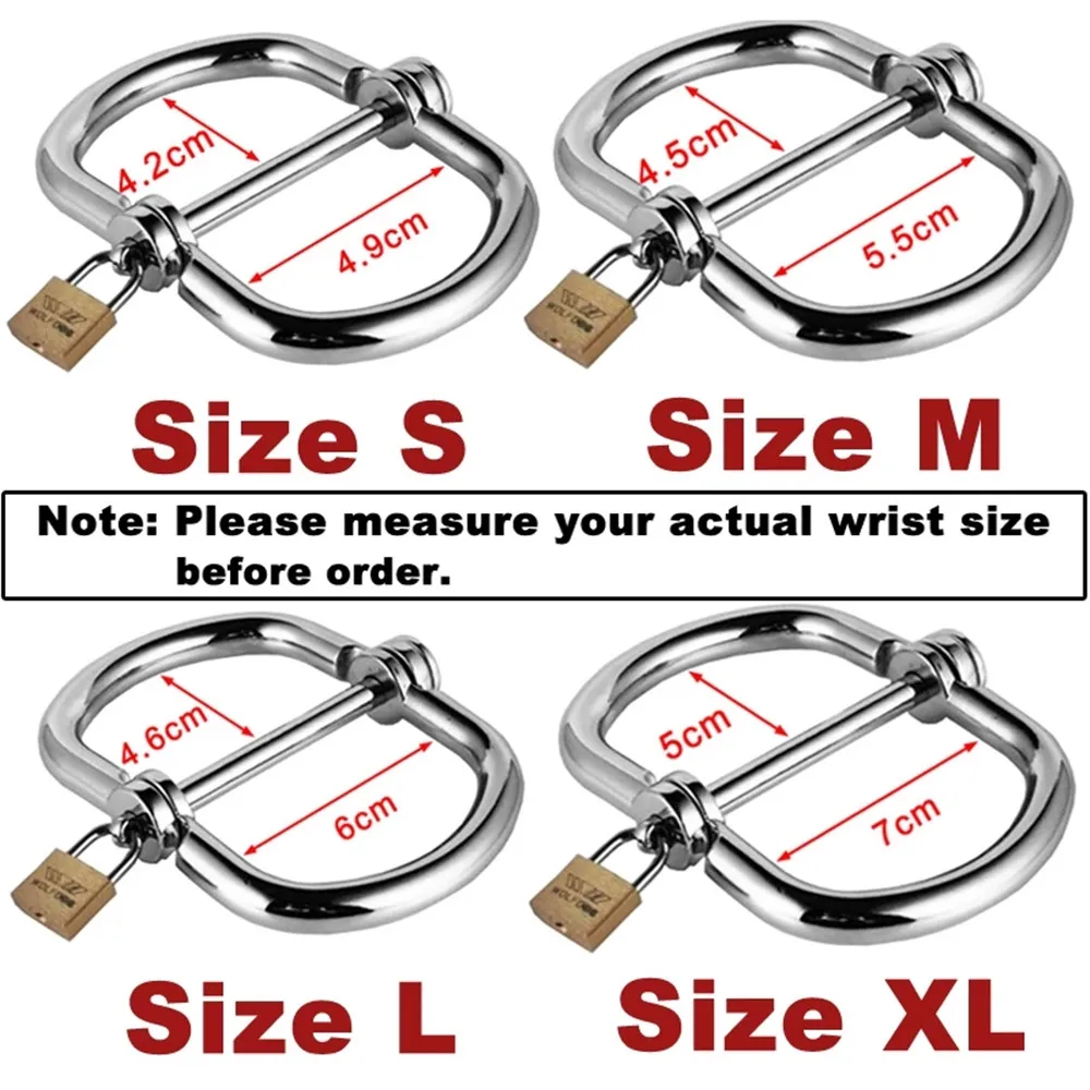 Metel Handcuffs Wrist Ankle Cuffs Slave Lockable Chain Roleplay Toy BDSM Slave Stainless Steel Shackles SM Sex Shop