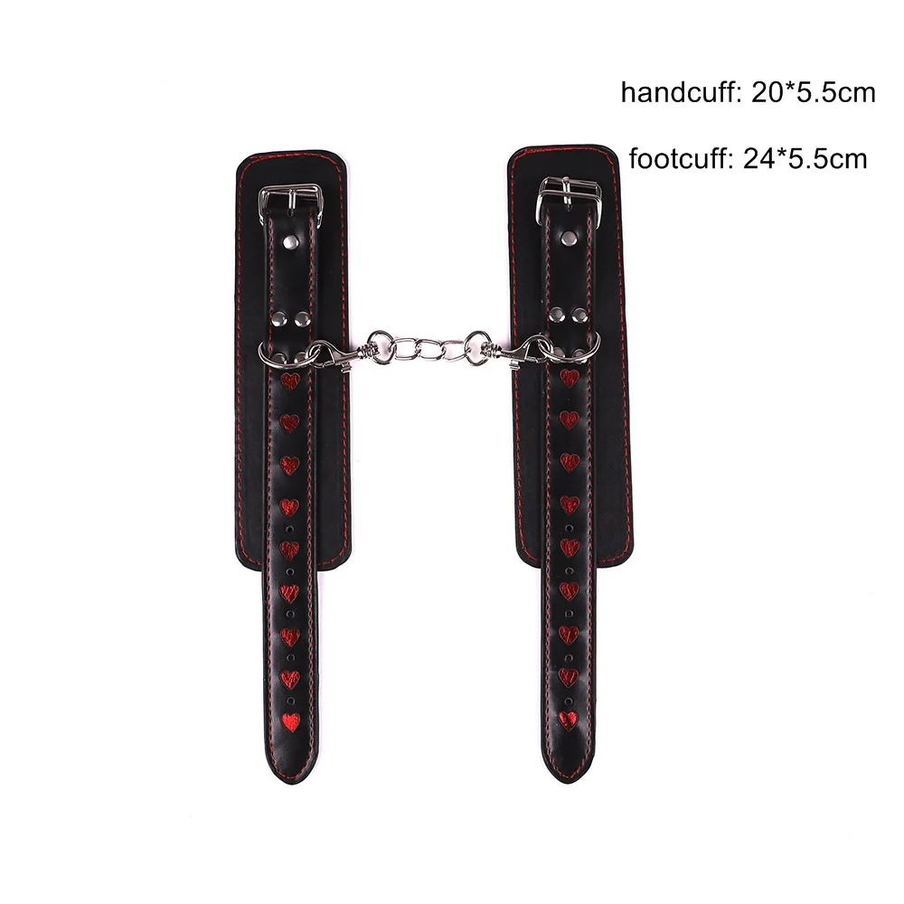 Red Heart Handcuffs Sex Toys Flirt Bondage Boutique Leather Soft Harness BDSM Game Wrist Ankle Restraints Slave Fetish Lover