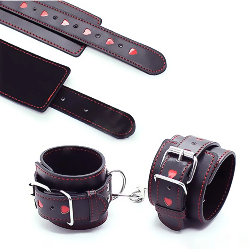Red Heart Handcuffs Sex Toys Flirt Bondage Boutique Leather Soft Harness BDSM Game Wrist Ankle Restraints Slave Fetish Lover