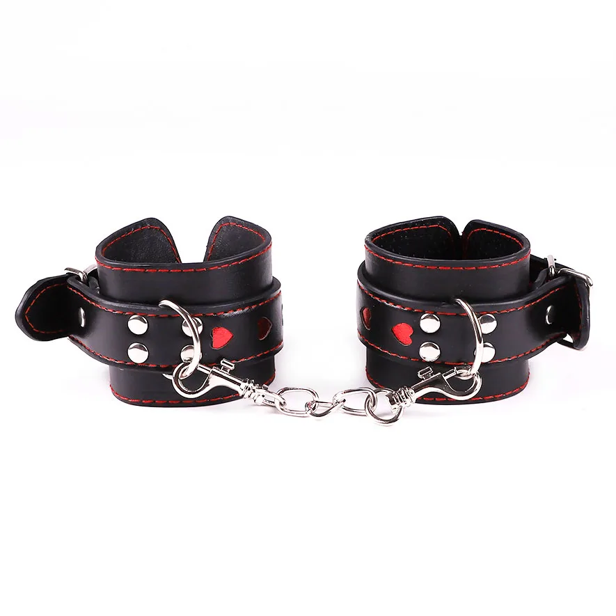 Red Heart Handcuffs Sex Toys Flirt Bondage Boutique Leather Soft Harness BDSM Game Wrist Ankle Restraints Slave Fetish Lover