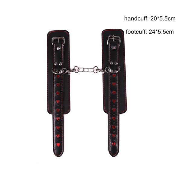 Red Heart Handcuffs Sex Toys Flirt Bondage Boutique Leather Soft Harness BDSM Game Wrist Ankle Restraints Slave Fetish Lover