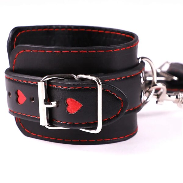 Red Heart Handcuffs Sex Toys Flirt Bondage Boutique Leather Soft Harness BDSM Game Wrist Ankle Restraints Slave Fetish Lover