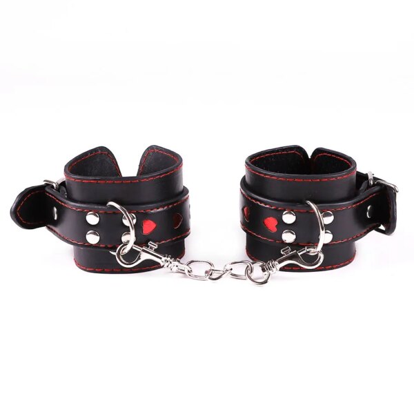 Red Heart Handcuffs Sex Toys Flirt Bondage Boutique Leather Soft Harness BDSM Game Wrist Ankle Restraints Slave Fetish Lover