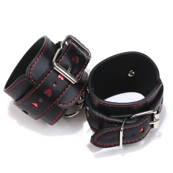 Red Heart Handcuffs Sex Toys Flirt Bondage Boutique Leather Soft Harness BDSM Game Wrist Ankle Restraints Slave Fetish Lover