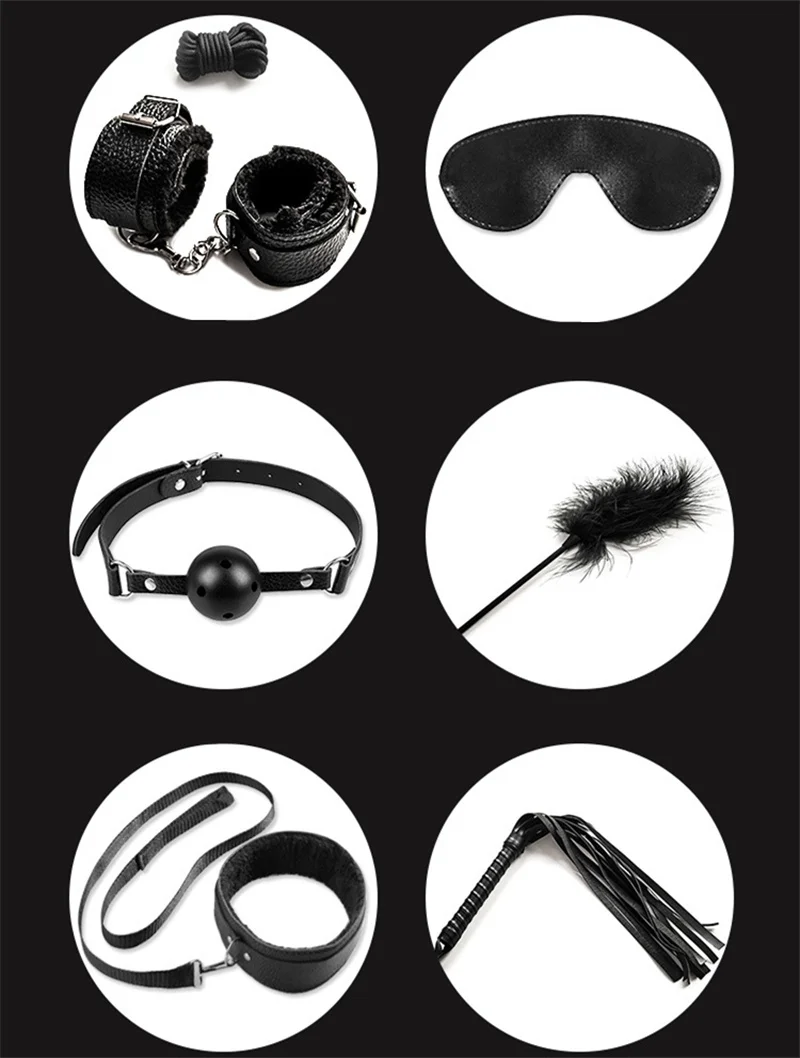 Bondage PU Leather Whip Flogger Dog Slave Collar Wrist Ankle Cuffs Mouth Plug Eye Mask Nipples Clips Feather Sex Toys For Women Bondage PU Leather Whip Flogger Dog Slave Collar Wrist Ankle Cuffs Mouth Plug Eye Mask Nipples Clips Feather Sex Toys For Women