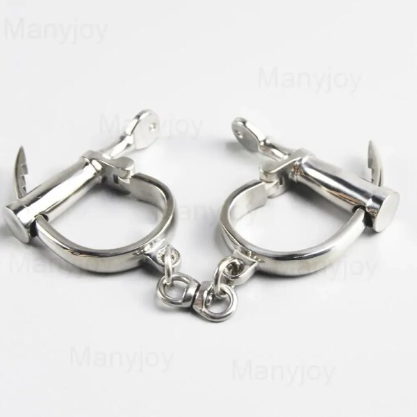 Stainless Steel Handcuffs Ankle Cuff Metal Horseshoe Wrist Cuffs Restraints Slave Shackle Bondage BDSM Sex Toy for Couple